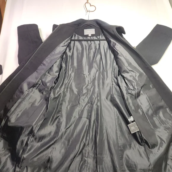 ⭐️Apt. 9 Women's Large Black Mid Length Coat 80% Wool - Picture 6 of 12